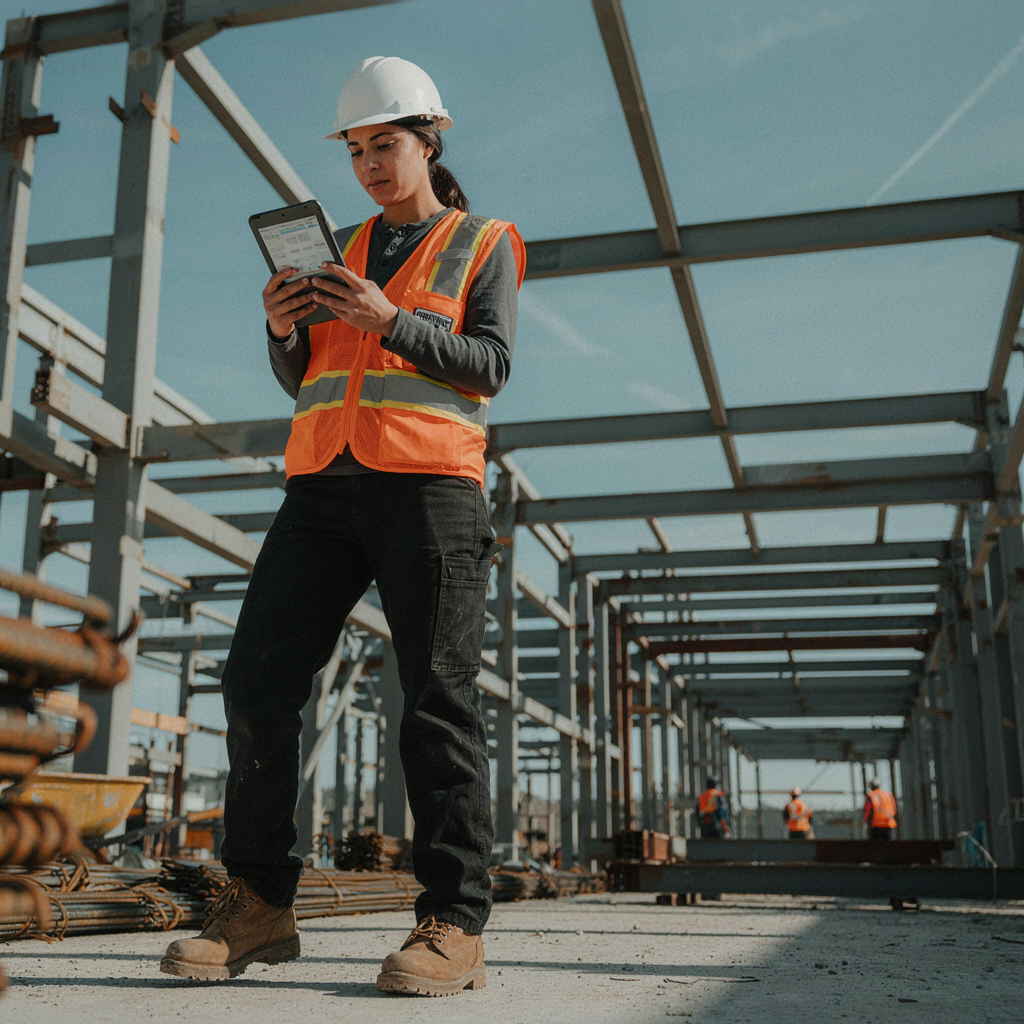 Profissional utilizando tecnologia Siqflow no canteiro